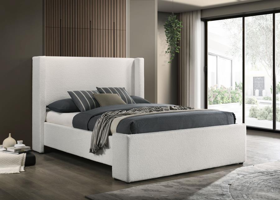 Alamosa Boucle Upholstered Wingback Bed Queen