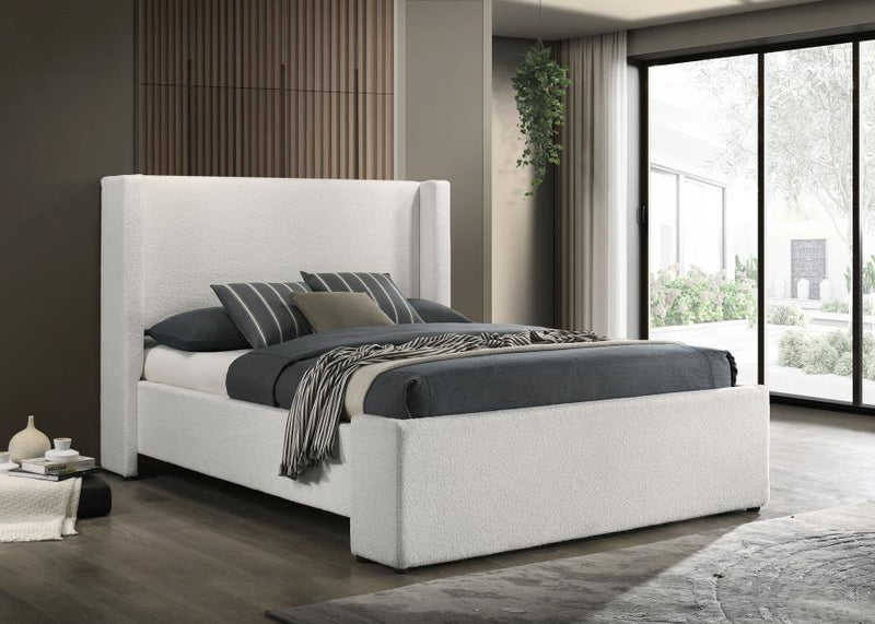 Alamosa Boucle Upholstered Wingback Bed Queen