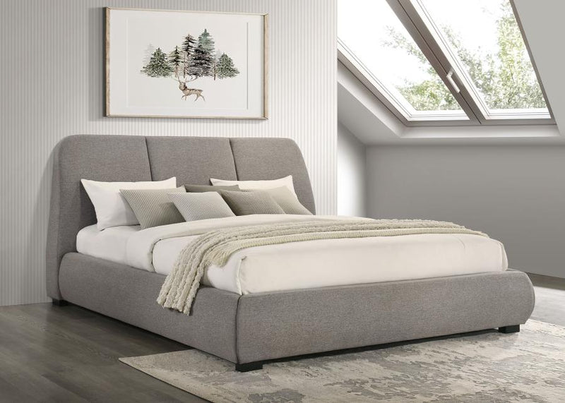 Mokena 46-inch Upholstered Platform Bed Taupe Eastern King