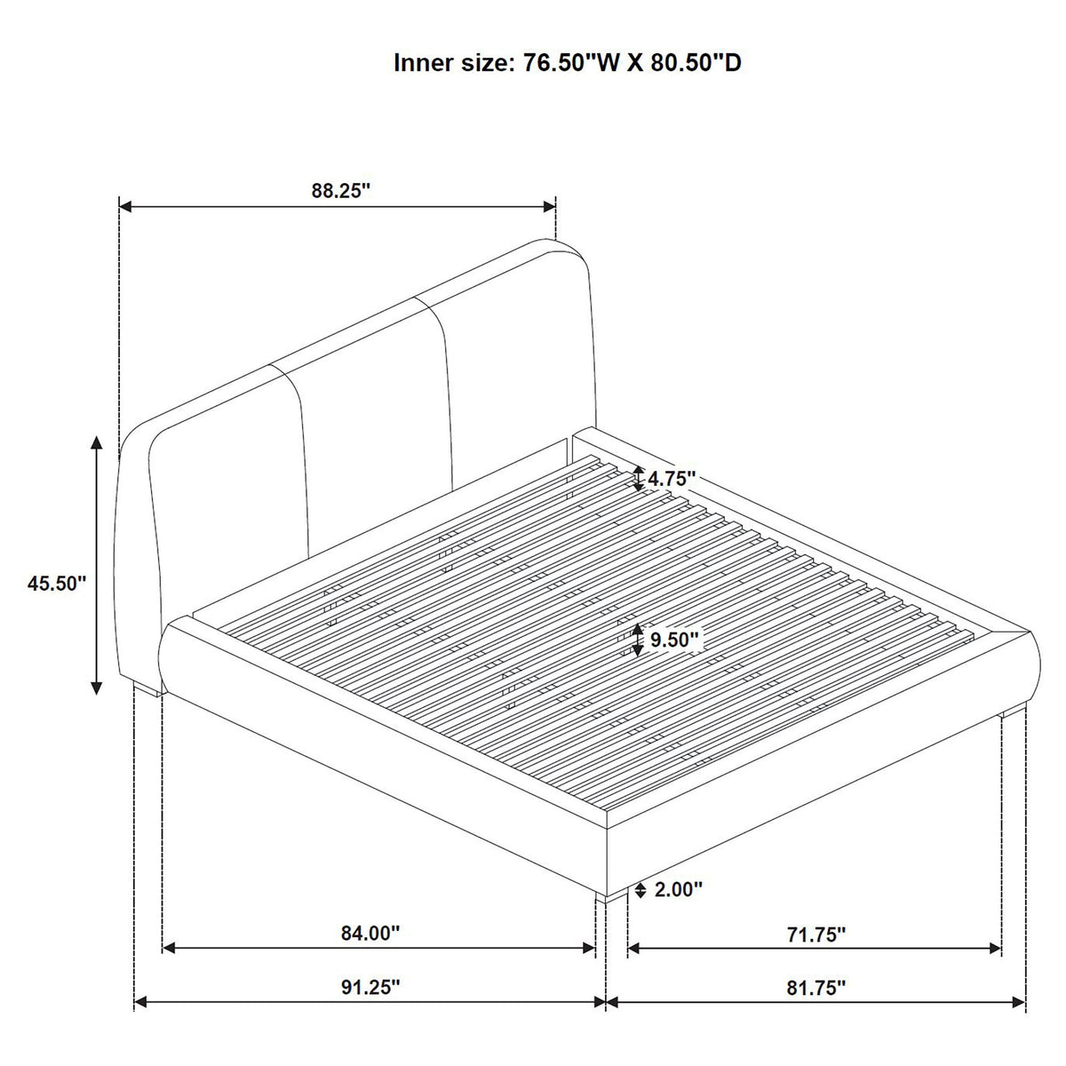 Mokena 46-inch Upholstered Platform Bed