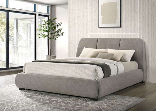 Mokena 46-inch Upholstered Platform Bed Taupe California King