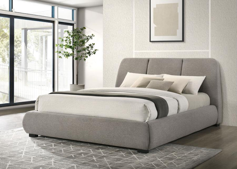 Mokena 46-inch Upholstered Platform Bed Taupe California King