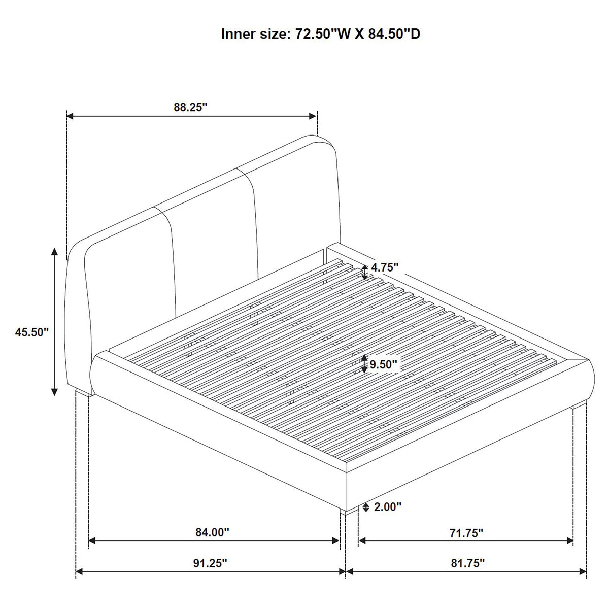 Mokena 46-inch Upholstered Platform Bed
