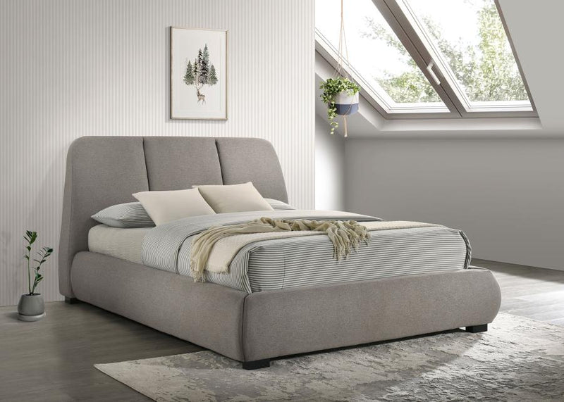 Mokena 46-inch Upholstered Platform Bed Taupe Queen