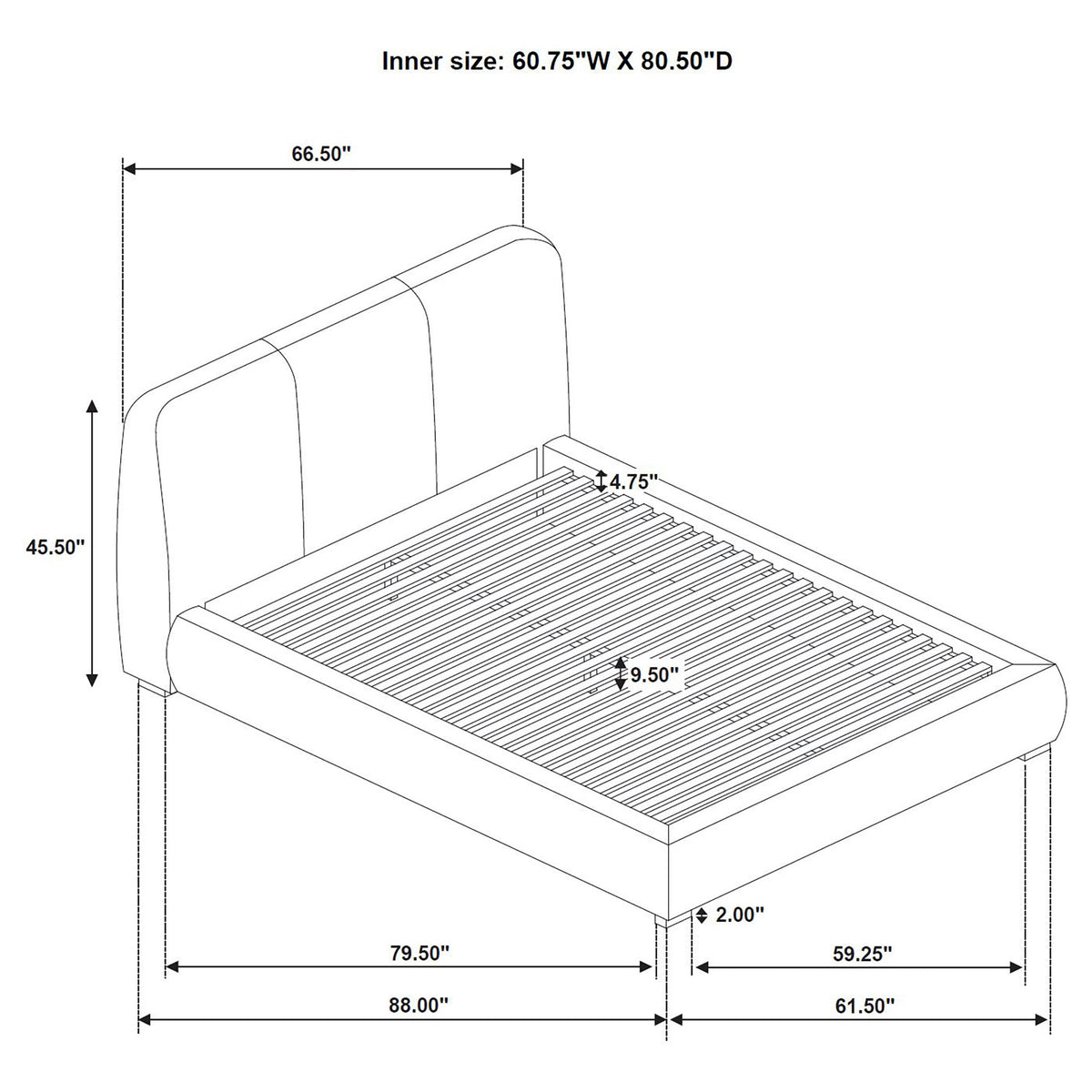 Mokena 46-inch Upholstered Platform Bed