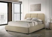 Mokena 46-inch Upholstered Platform Bed Light Brown Eastern King