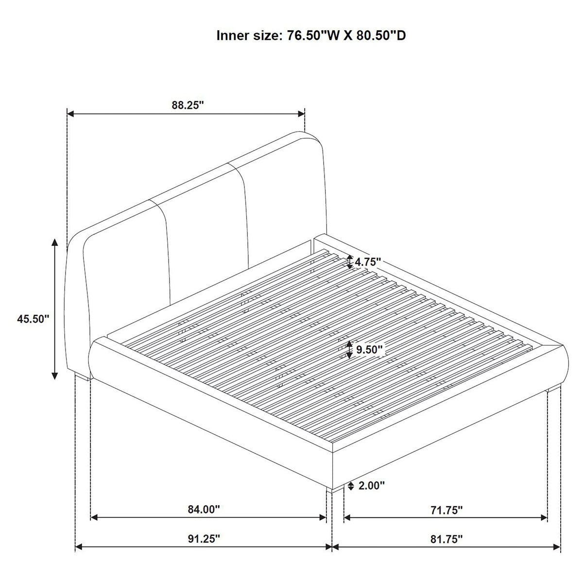 Mokena 46-inch Upholstered Platform Bed
