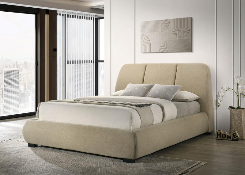 Mokena 46-inch Upholstered Platform Bed Light Brown California King
