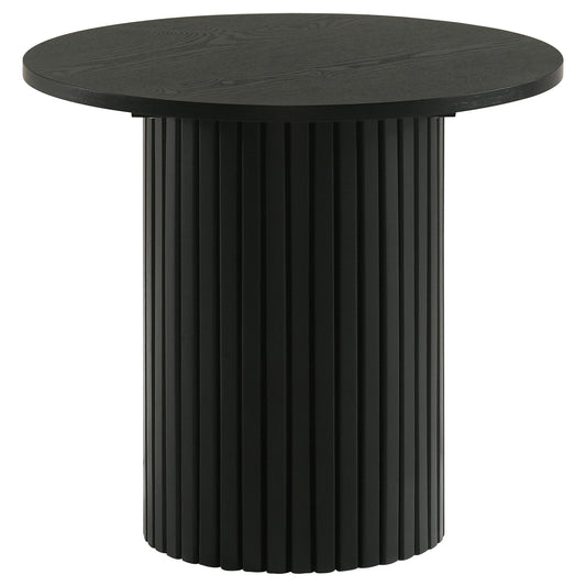 Hamlyn Round Fluted Occasional Side End Table Black