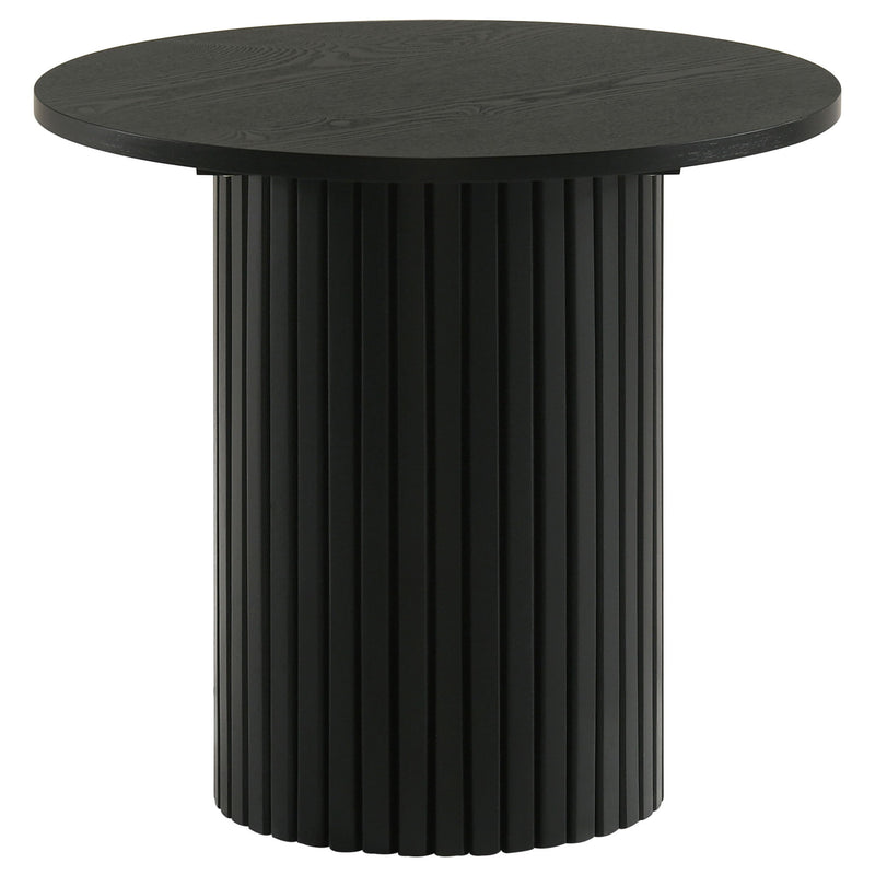 Hamlyn Round Fluted Occasional Side End Table Black