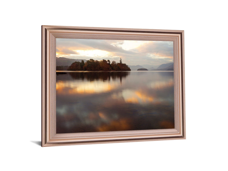 Misty Isle Sunrise - 28" x 34" Framed Wall Art - Light Brown