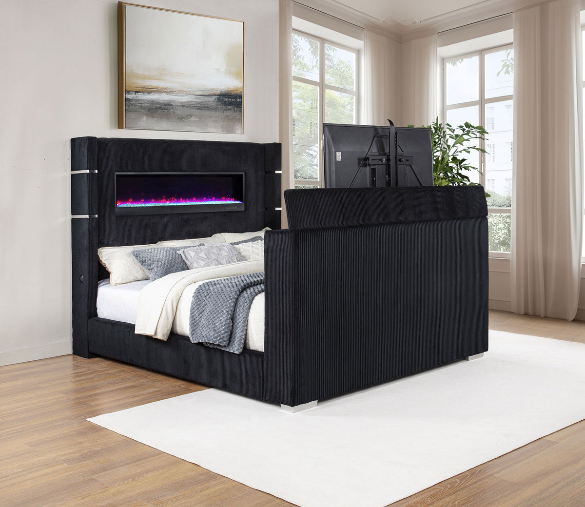 Tisdall Flame Visualizer Wingback TV Bed