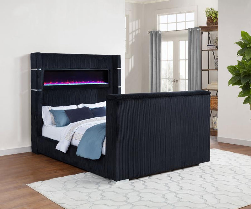 Tisdall Flame Visualizer Wingback TV Bed Queen