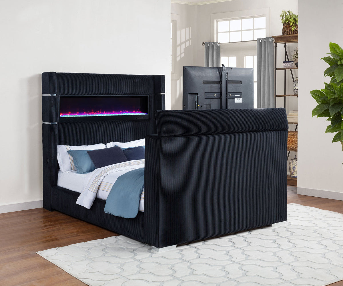 Tisdall Flame Visualizer Wingback TV Bed