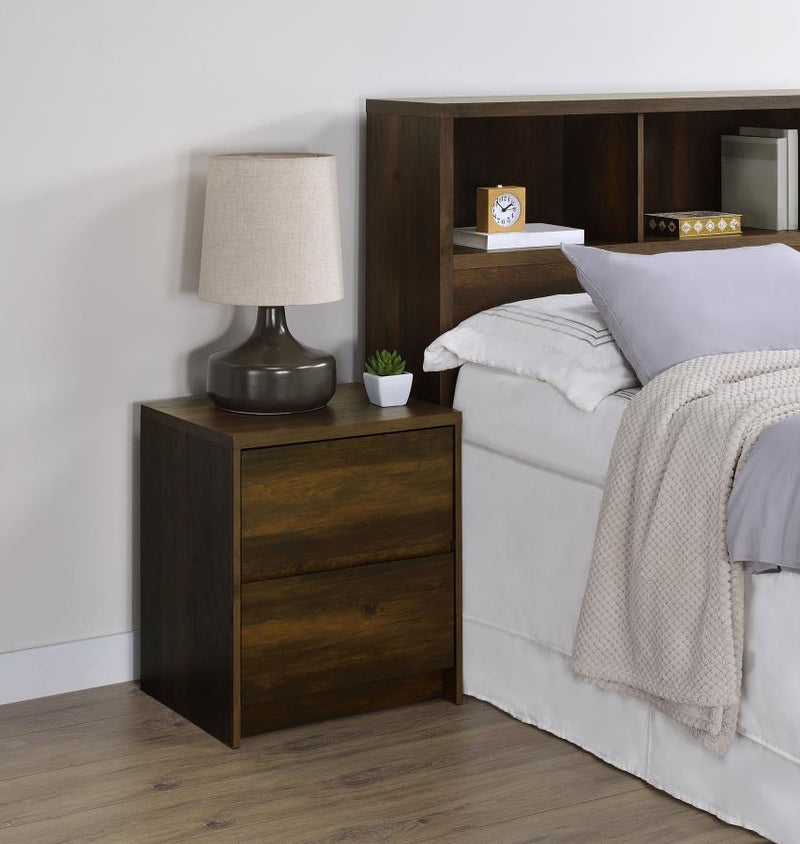 Westpark 2-drawer Nightstand LED s and USB Dark Pine