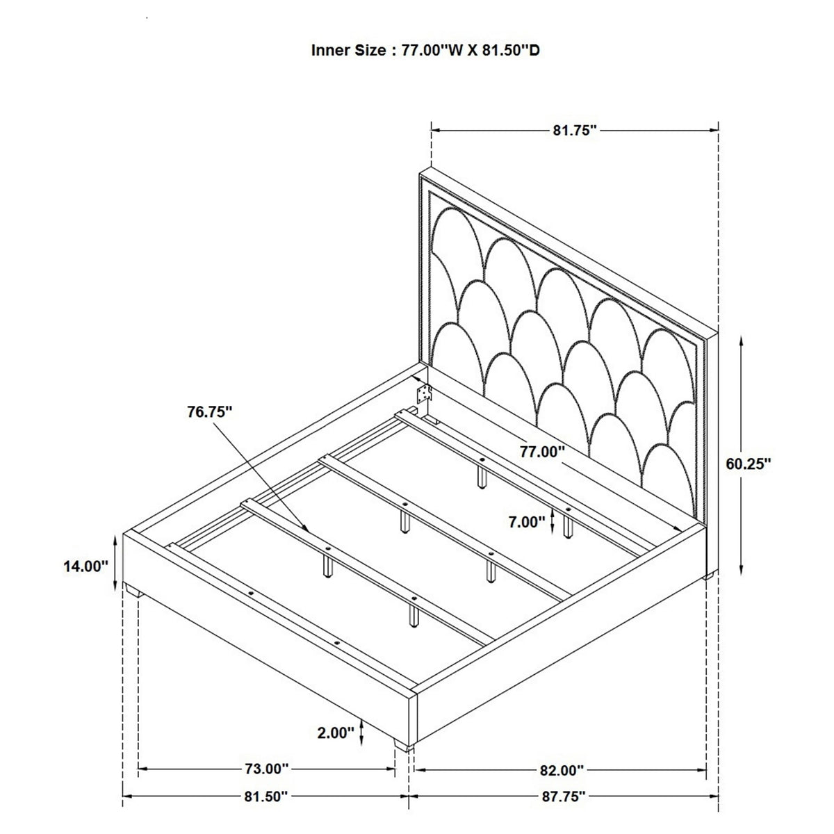 Bowfield Upholstered Panel Bed Charcoal