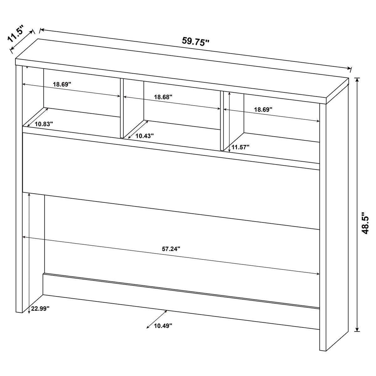 Westpark 49-inch Bookcase Headboard