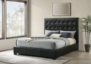 Medley Genuine Leather Panel Platform Bed Black Queen