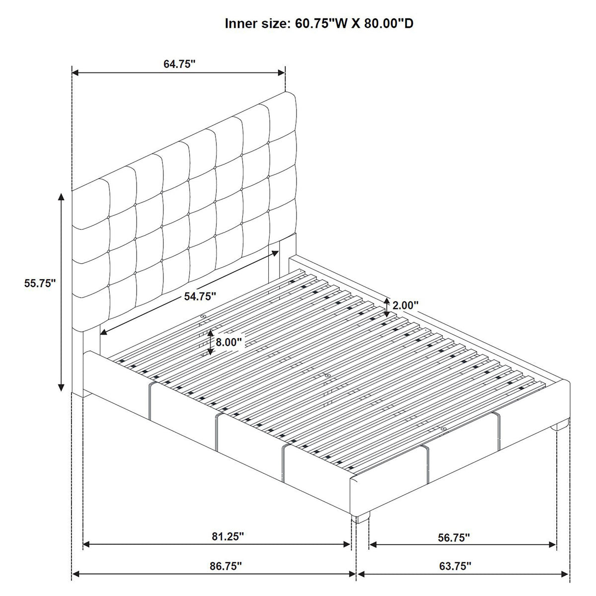 Medley Genuine Leather Panel Platform Bed