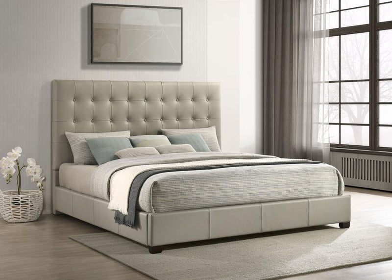 Medley Genuine Leather Panel Platform Bed Tan Eastern King