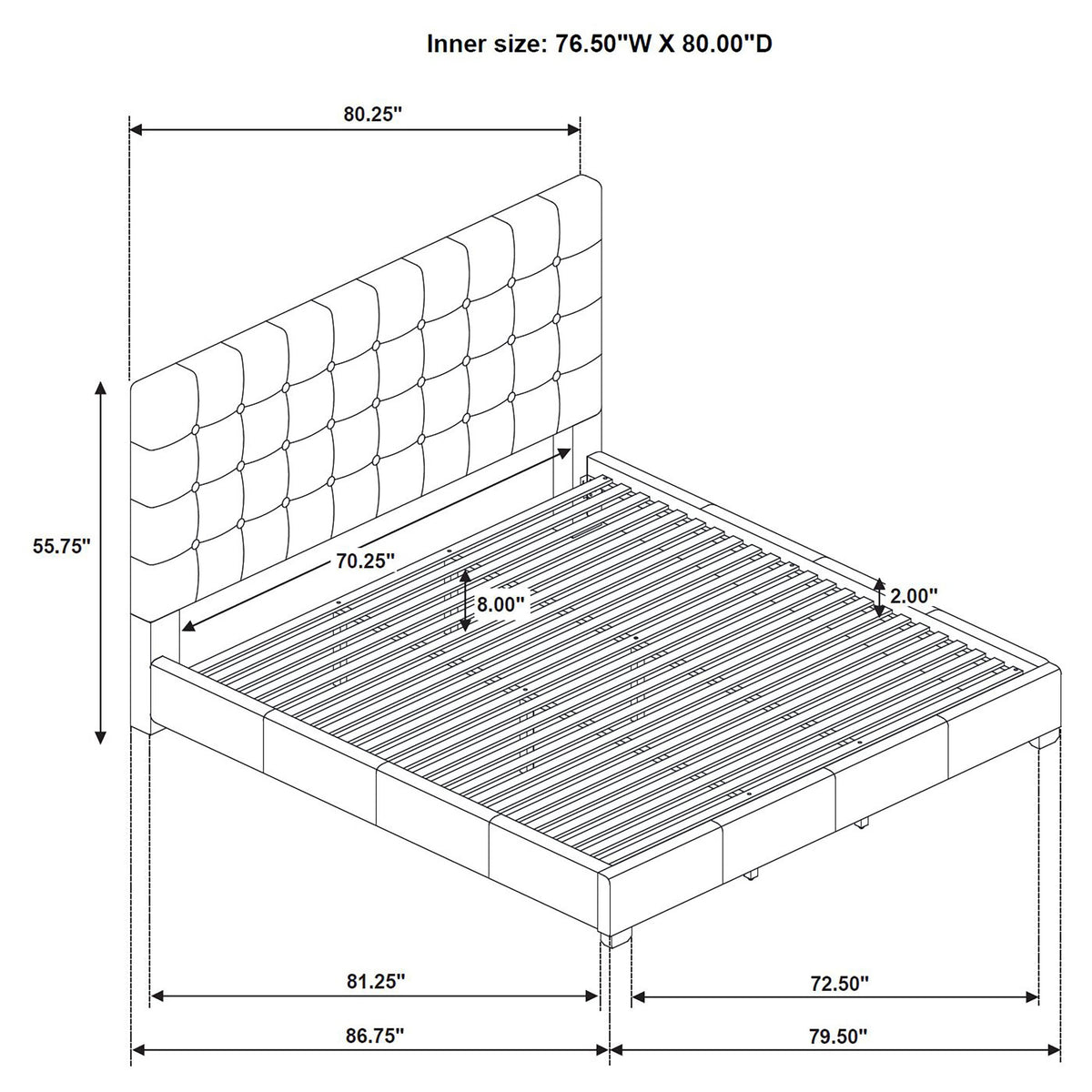 Medley Genuine Leather Panel Platform Bed