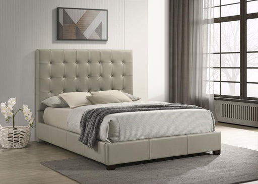 Medley Genuine Leather Panel Platform Bed Tan Queen