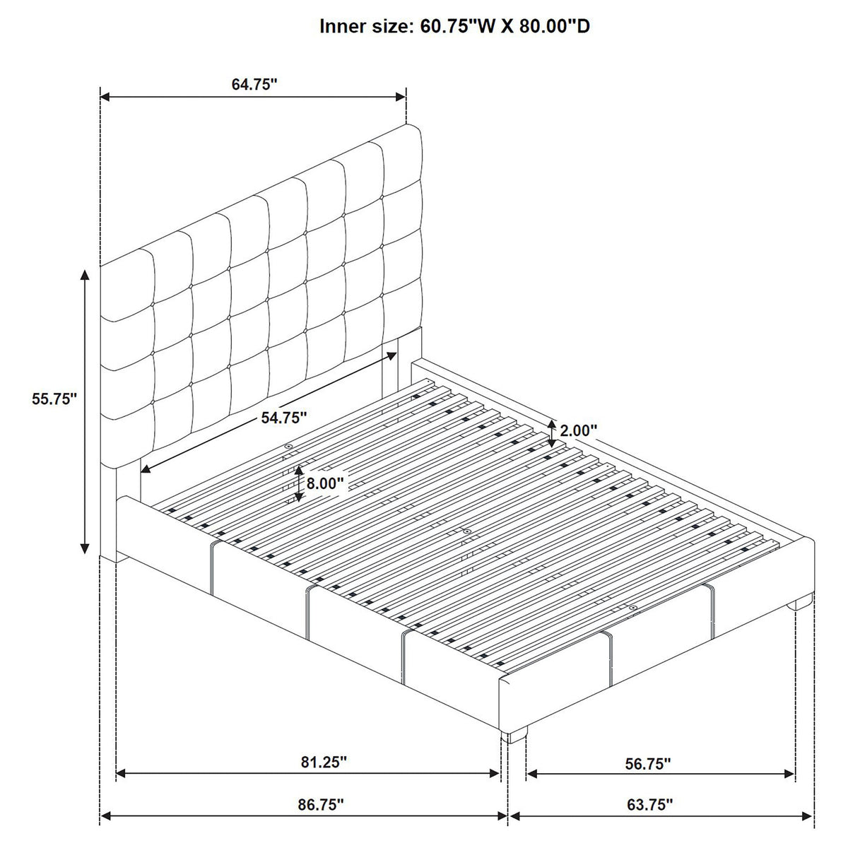 Medley Genuine Leather Panel Platform Bed