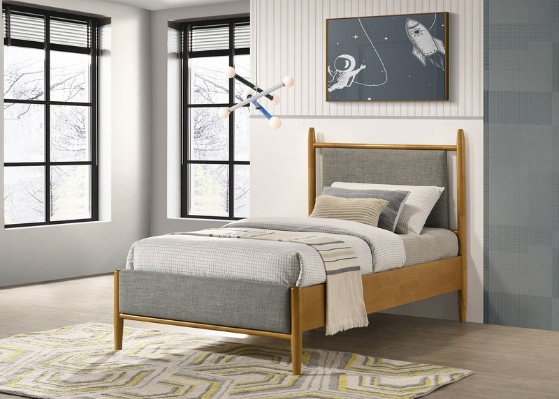 Mason 46-inch Panel Platform Bed Grey and Light Brown