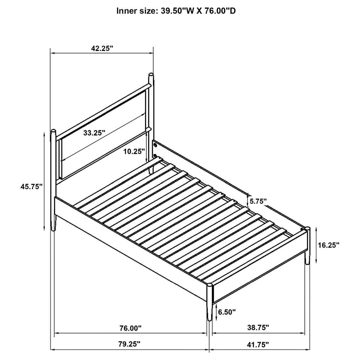 Mason 46-inch Panel Platform Bed Grey and Light Brown