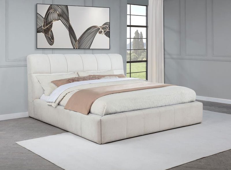 Nollet 48-inch Upholstered Panel Platform Bed Cream Eastern King