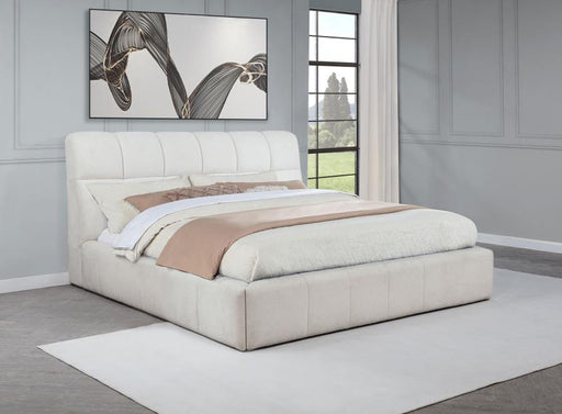 Nollet 48-inch Upholstered Panel Platform Bed Cream Eastern King