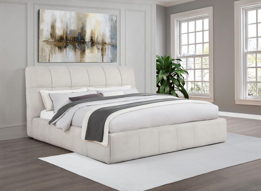 Nollet 48-inch Upholstered Panel Platform Bed Cream California King