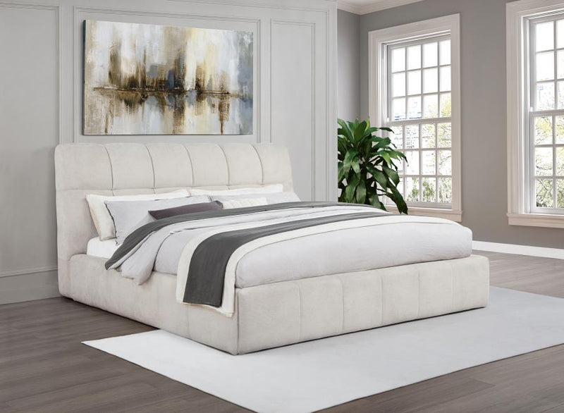 Nollet 48-inch Upholstered Panel Platform Bed Cream California King