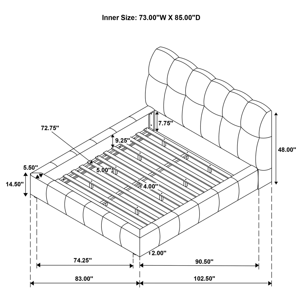 Nollet 48-inch Upholstered Panel Platform Bed