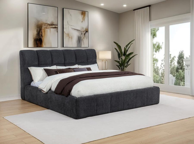 Nollet 48-inch Upholstered Panel Platform Bed Grey Eastern King