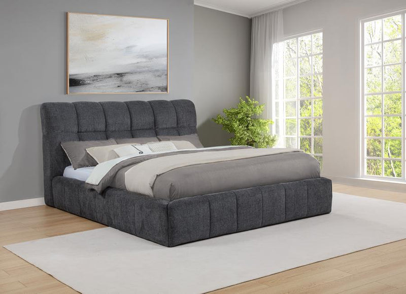 Nollet 48-inch Upholstered Panel Platform Bed Grey California King