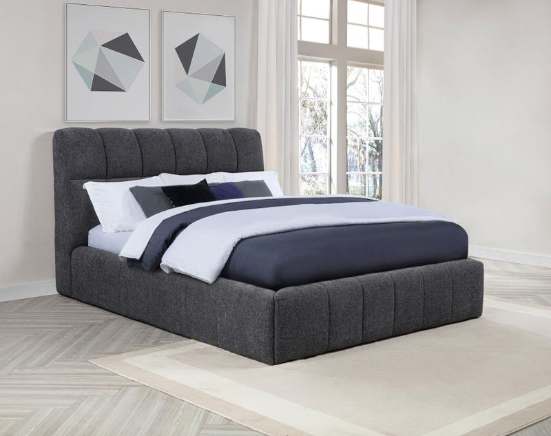 Nollet 48-inch Upholstered Panel Platform Bed Grey Queen