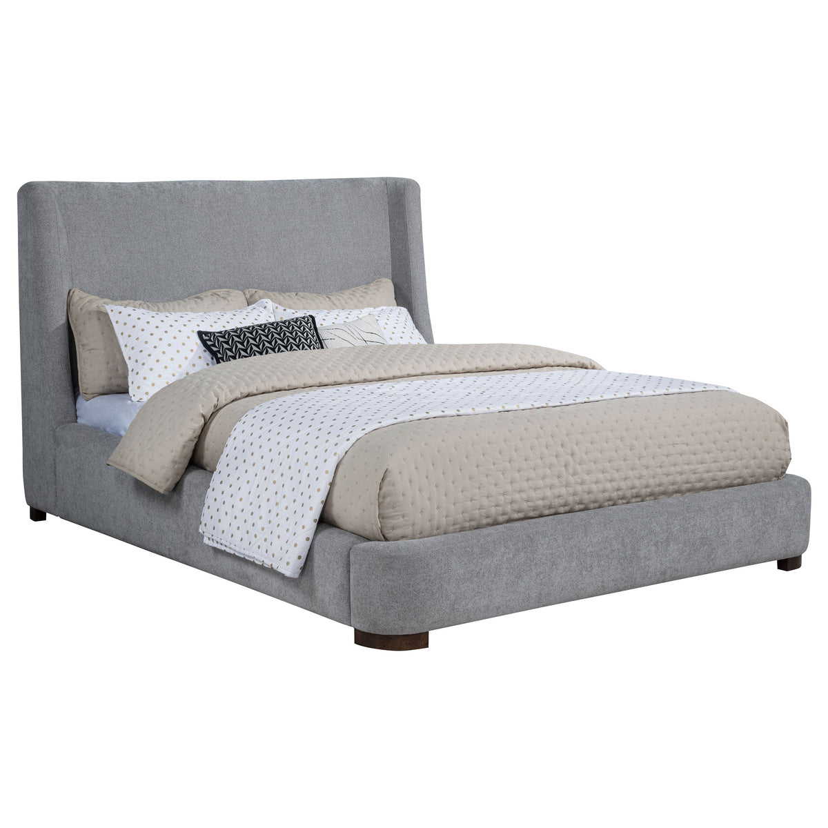 Rennes Upholstered Wingback Platform Bed Grey