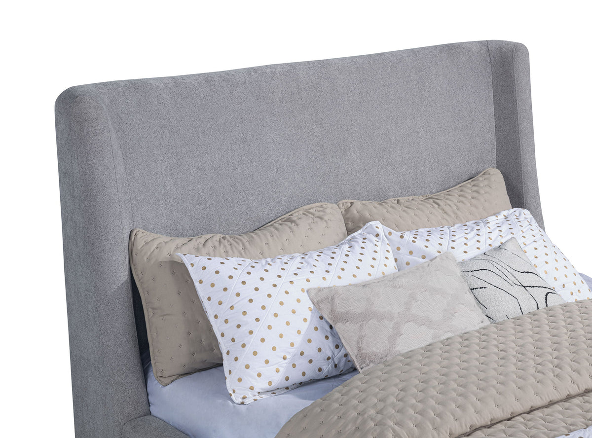 Rennes Upholstered Wingback Platform Bed Grey
