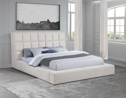Dreux Upholstered Panel Platform Bed Cream Eastern King