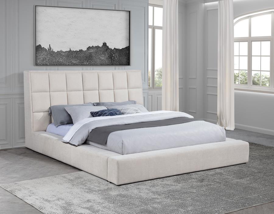 Dreux Upholstered Panel Platform Bed Cream California King