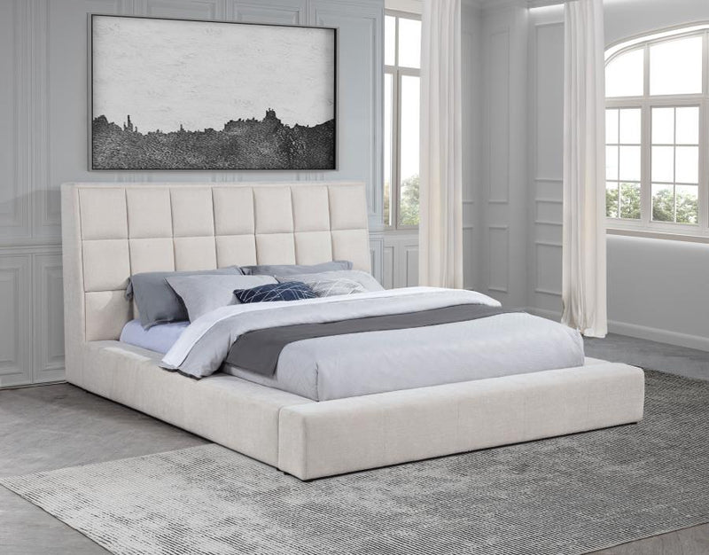 Dreux Upholstered Panel Platform Bed Cream California King