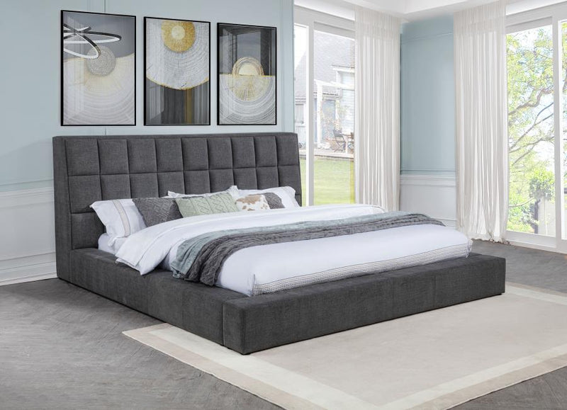 Dreux Upholstered Panel Platform Bed Grey California King