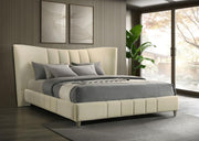 Evelyn Upholstered Panel Platform Bed Ivory Eastern King