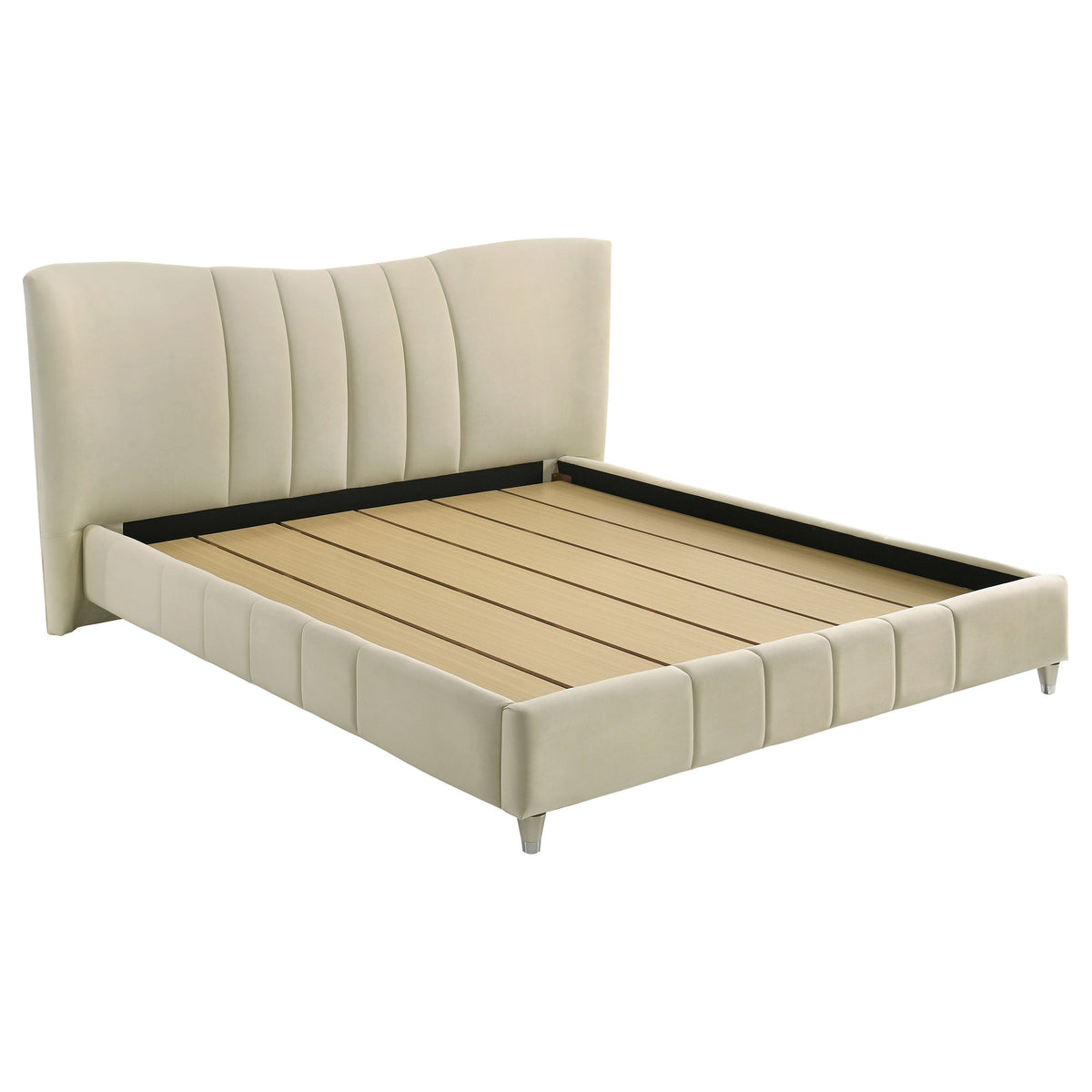 Evelyn Upholstered Panel Platform Bed Ivory