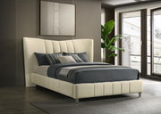Evelyn Upholstered Panel Platform Bed Ivory Queen