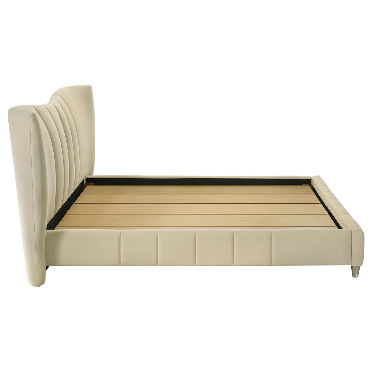 Evelyn Upholstered Panel Platform Bed Ivory