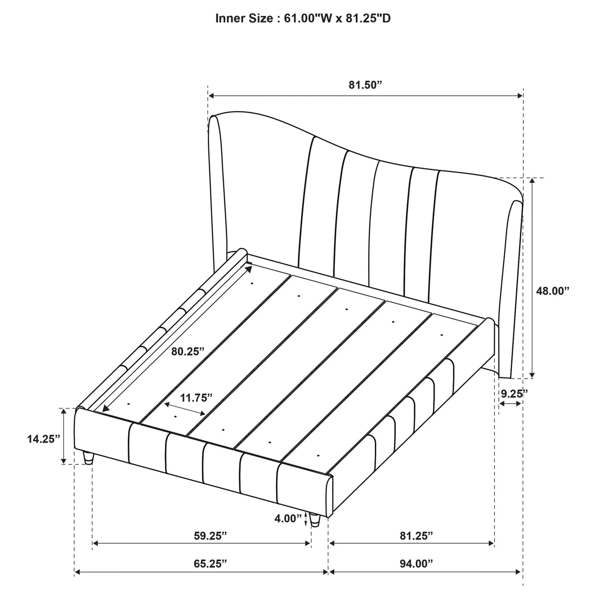 Evelyn Upholstered Panel Platform Bed Ivory