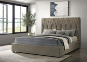 Delsea Upholstered Panel Platform Bed Light Brown Eastern King