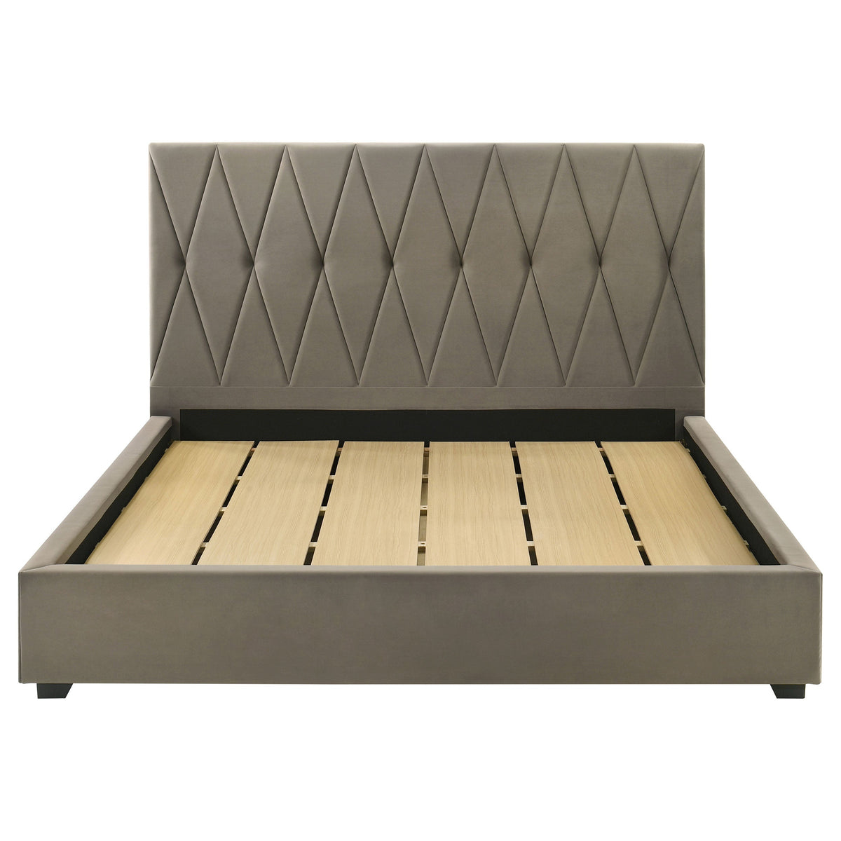 Delsea Upholstered Panel Platform Bed Light Brown
